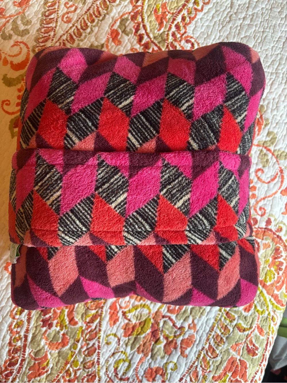 Vera Bradley Pink, Red, Purple Plaid Convertible Travel Pillow/Blanket